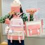 KBW552 Value Set 5-piece-set Shoulder Bag New Junior High School Student Schoolbag Canvas Print Cute Travel Backpack