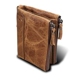 ZR682 Genuine Leather Men Wallet Coin Purse Small Card Holder Vintage Wallets RFID Blocking High Quality Wallet Customized logo
