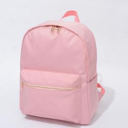 Stock No MOQ Pink Nylon 15" Fashion Book bag Daypack with Pockets Zipper Primary Junior High University school bags for girls