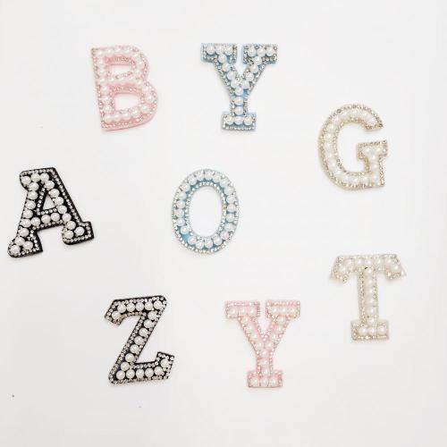 Keymay Factory Wholesale Letter Patch Alphabet A-Z Letters Patch Pearl Chenille Patches Self Adhesive Pattern Stickers