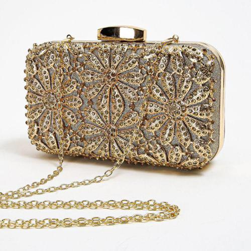 Hot selling luxury handbags inlaid banquet bag gold evening clutch bags silver elegant shiny rhinestone bags purse