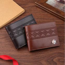 Men's Fashionable Casual Wallet Embossed Multi-Card Thin Soft Coin Purse Waterproof Open Closure Type for Youth