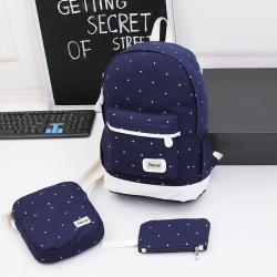KBW541 Canvas Women Shoulder Bag Backpack College Wind Junior High School Students Schoolbag Three Sets of Travel Backpack
