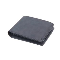 Eco vegan leather trifold wallet slim rfid men's wallet in horizontal with coin compartment and 2 mesh id pocket