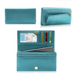 Women's long zip wallet Slim Real Leather Credit Card Holder Clutch Wallets for Women
