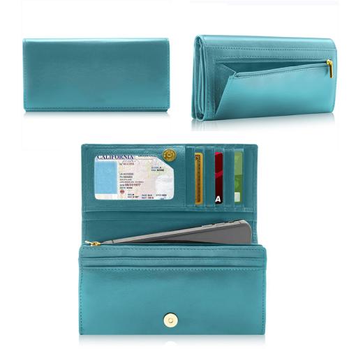 Women's long zip wallet Slim Real Leather Credit Card Holder Clutch Wallets for Women