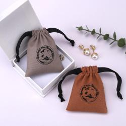 Screen Printed Mini 8Oz Canvas Jewelry Bag Drawstring Eco-Friendly Cotton Dust Gift Jewelry Pouch