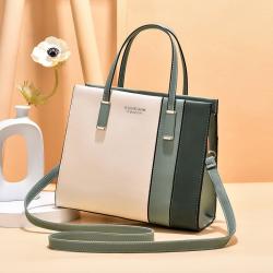 Fashion Business Button Women Handbags China Wholesale PU Lady Bags Girl Contrast Color Zipper & Hasp Square Handbag