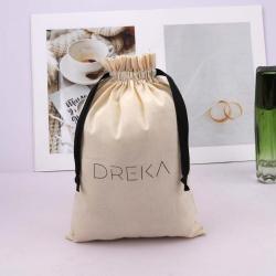 Free Sample Reusable Custom Logo Printed Cotton Bag For Packaging Food Natural Organic Drawstring Gift Cotton Muslin Pouch
