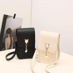 Mobile phone bag wholesale 2024 female ladies pearl mini shoulder bag diamond lattice small crossbody bag
