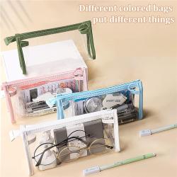 Gelory Waterproof Transparent Pencil Case PVC Clear Zipper Travel Cosmetic Bag Multi-Purpose School Pen Pencil Pouch