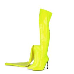 Botas Altas Fashion Designer Women Jelly Autumn Winter Long Boots Ladies Pointed Toe Thin High Heel Party Dress Thigh High Boots