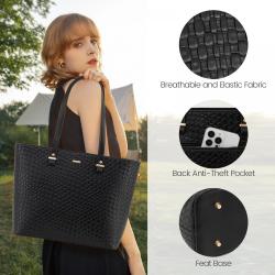 LOVEVOOK Quality Custom logo Stylish Office laptop Bag with Clutch Purses and Handbags Waterproof Woven Leather bag for Women