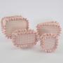 Unique Design Hot Sale Makeup Bag Pink Custom Zipper Pouch Cute Lattice Ruffle Cosmetic Bag