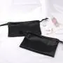 Custom Emboss Drawstring Pu Leather Pouch Skincare Travel Cosmetic Bag Black Waterproof Leather Bag