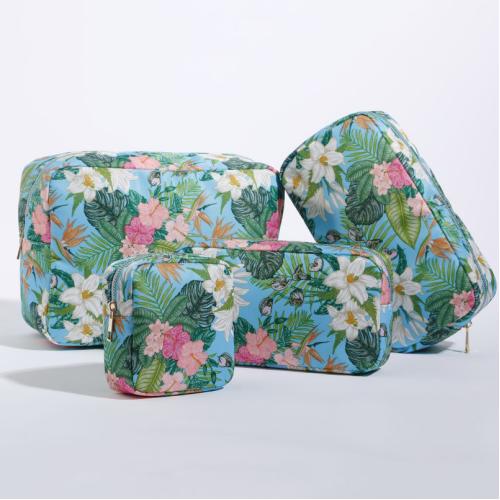 Keymay Bag Best Seller Printing Waterproof Nylon Makeup Bag Lady Travel Cosmetic Bag With Zipper Coin Purse Pouch