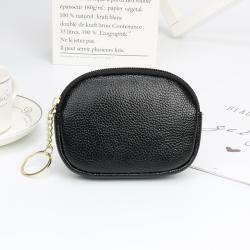 Gelory Custom Waterproof Durable Womens PU Leather Mini Wallet Zip Coin Purse with Key Ring