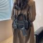 Motorcycle Tote Bag Women'S New Vintage Riveted Pillow Bag Fashion Single Shoulder Crossbody Bag