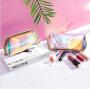 Gelory Fashion Holographic Clear PVC Makeup Pouch Waterproof Glitter Laser Shell TPU Cosmetic Bag