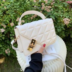 New retro solid color small bag 2024 summer fashion embossed crossbody bag diamond simple handbag women's shoulder messenger bag