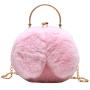 ZR329 New Girls' Plush Cute Rabbit Ear Clip Bag Chain Bag Single Shoulder Crossbody Handheld Women's Bag