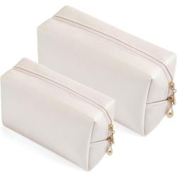 Gelory Minimalism Makeup Pouch Travel Toiletry Bag Daily Use PU Leather Cosmetic Bag for Women