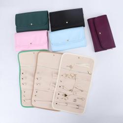 Custom Luxury Folded Nylon Suede Microfiber Necklace Ring Earring Bracelet Gift Jewelry Pouch Organizer Bag Jewelry Packaging