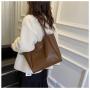 HR291 Solid Color Mother Fashion Shoulder Bag New PU Women's Bucket Shape Bag Simple Handheld Vertical Square Shape Tote Bag