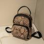 New Casual Fashion Snake Print Women's Backpack China Wholesale PU Ladies Bag Luxury Female Serpentine Bag for Ladies