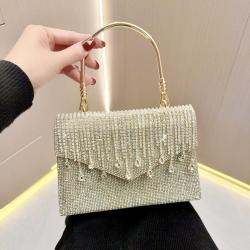 Luxury crystal tassel party clutch bag purses women's wedding dress rhinestone clutch bag evening bags dinner clutch handbags