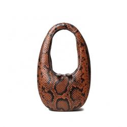 Bag 2020 Snake Pattern Oval Shape Women Soft Cow Genuine Leather Handbags