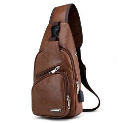 KBW664 New Fashion Men Business Chest Bags PU Leather Casual Crossbody High Quality Chest Shoulder Bag Outdoor Travel Sling Bags