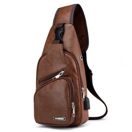 KBW664 New Fashion Men Business Chest Bags PU Leather Casual Crossbody High Quality Chest Shoulder Bag Outdoor Travel Sling Bags