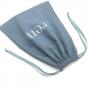 Custom Logo Printing Blue Cotton Linen Gift Packaging Dust Pouch Organic Shoe Handbag Clothes Packaging Cotton Shopping Bag