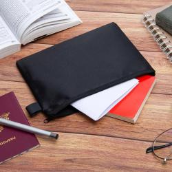 Gelory Factory Wholesale Black Canvas Zipper Pouch Bags Polyester Pencil Case Blank DIY Craft Bags for Schools & Offices