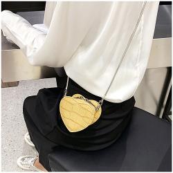 Cute Heart Shape Girls Zipper Handbag Embossed Crocodile Decoration Vegan Leather Sling Bag Small Handle Satchel Crossbody Purse
