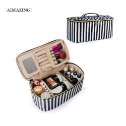 360 Dergree Rotating Organizer Makeup Storage Box With Mirror Portable Travel Makeup Beauty Bag Custom Leather Cosmetic Case