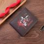 New style wallet, retro skull color printing short small wallet, portable and fashionable hand-held men's coin purse