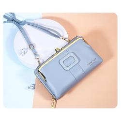 HR590 Women's Wallet With Long Zipper Buckle PU Leather Girls' Handheld Money Clip Wallet Ladies Card Holder Gift Phone Purse