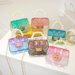 2022 New fashion women's handbags manufacturer single chain shoulder bag  pearls woman Candy Jelly bag