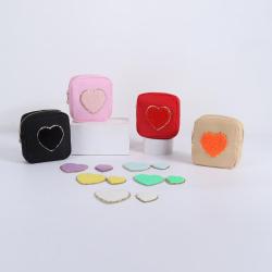 Keymay RTS No MOQ Fast Shipping Gold Zipper Personalized Valentine's Day Gift Mini Makeup Bag Small Cosmetic Bag Nylon Pouch