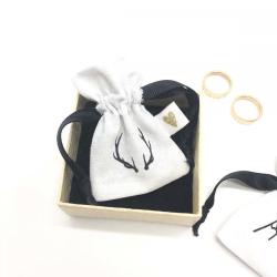 Custom Logo Printed Organic Cotton Small Drawstring Bag For Jewelry Storage Reusable  Muslin Cotton Jewelry Pouch