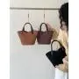 Trendy Design Advanced Handbag Faux suede Decoration Large Capacity Tote Bag   Retro Style Bucket Bag for Women