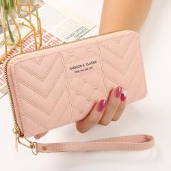 Fashion Simple Zipper Purses Long Section Clutch PU Leather 2023 New Women's Wallet Spring Wallet Thread Long Style