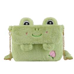 2022 Custom Fashion Cute Cartoon Sling Shoulder Bag Plush Frog Crossbody Bags for Girls