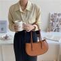 Korean fashion ladies elegant temperament handbags pure color simple PU shoulder bag irregular retro popular underarm bag