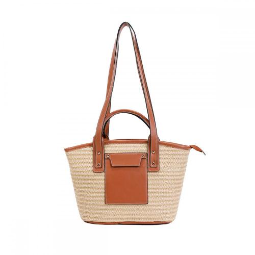 2024 Single Shoulder Women Holiday Beach Straw Tote Bag Portable Vegetable Basket Fashion Large Capacity Woven Bag