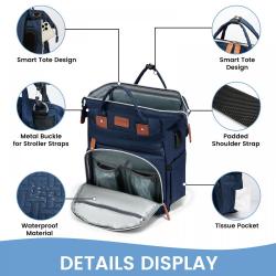 LOVEVOOK Factory Wholesale Baby Diaper bag with Changing Station Pad with USB Port Multifunction Quilted Mommy Diaper Bags 2023