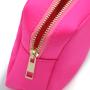 Hot pink nylon cosmetic bag ladies towel embroidery logo makeup box large with Glittering chenille letter patches nylon bag