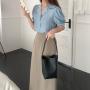 Wholesalers Summer Japanese Small PU Leather Soft Handbag Large Capacity Daily Bucket Bag For Women